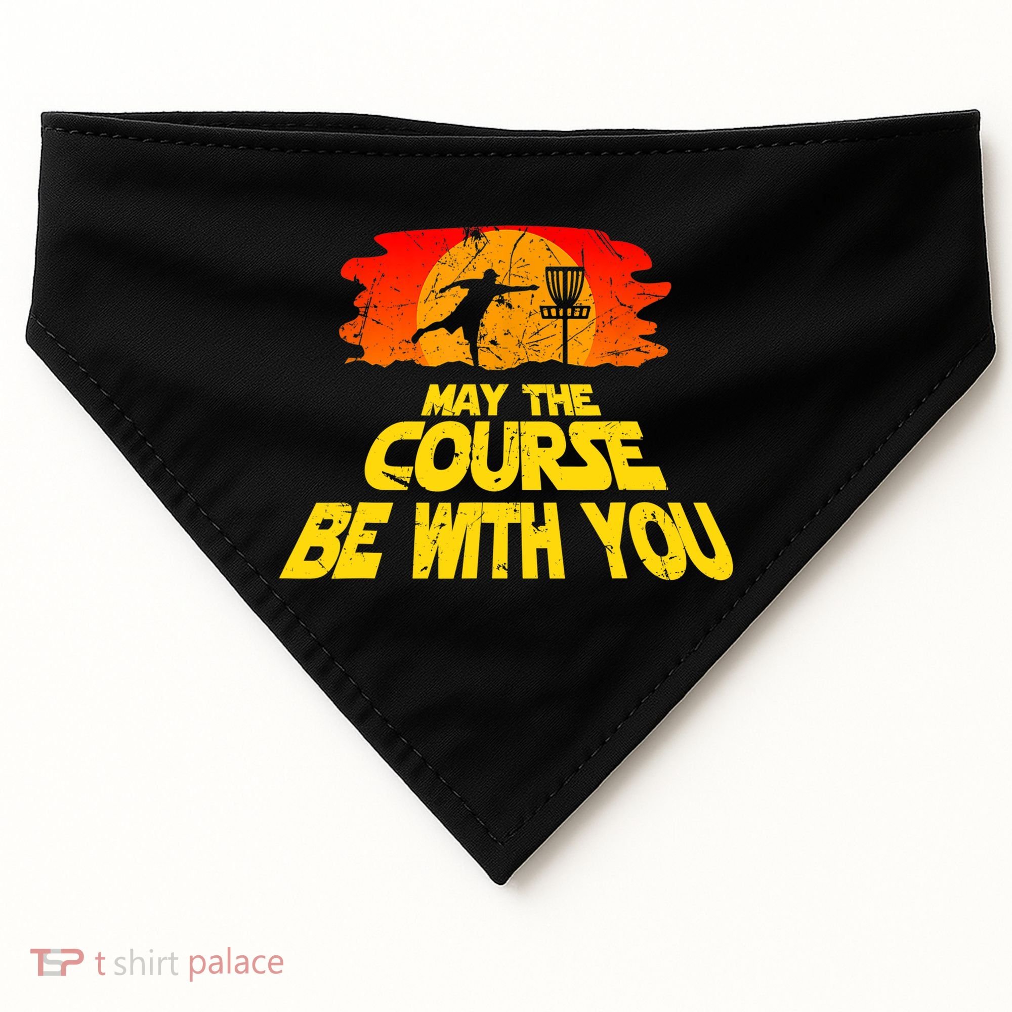 Disc Golf Shirt May The Course Be With You Trendy Golf Tee USA-Made Doggie Bandana