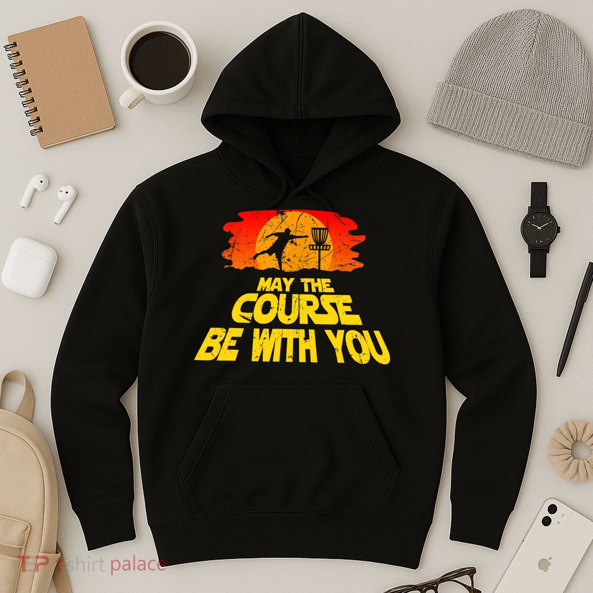 Disc Golf Shirt May The Course Be With You Trendy Golf Tee Hoodie