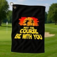 Disc Golf Shirt May The Course Be With You Trendy Golf Tee Golf Towel thumb 1