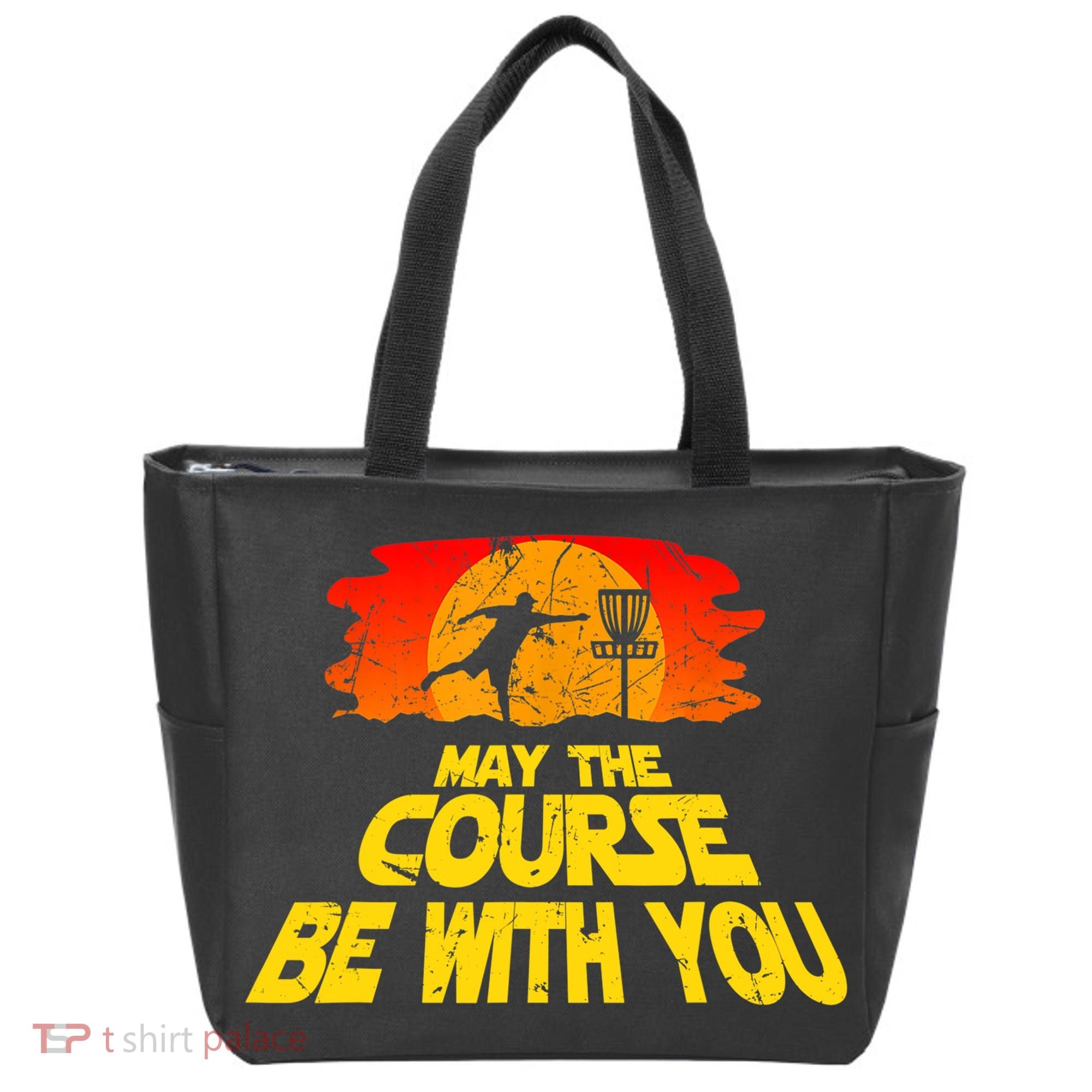 Disc Golf Shirt May The Course Be With You Trendy Golf Tee Tote Bag