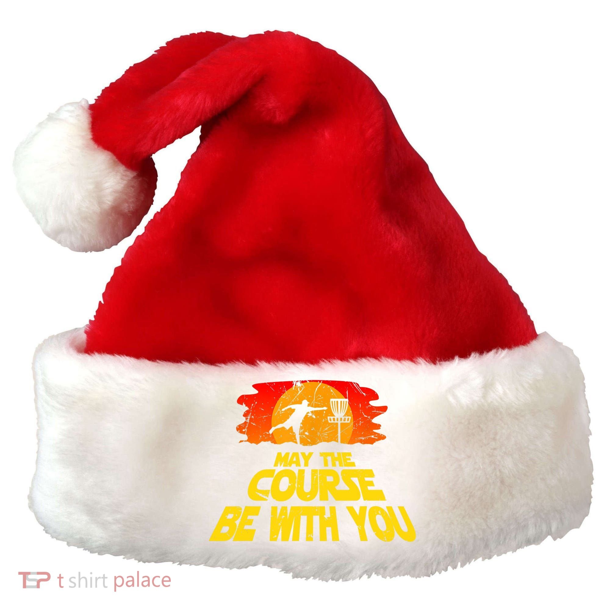 Disc Golf Shirt May The Course Be With You Trendy Golf Tee Santa Hat