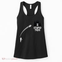 Disc Golf Stupid Tree Funny Frisbee Dad Boy Tees Women's Tank Top thumb 0