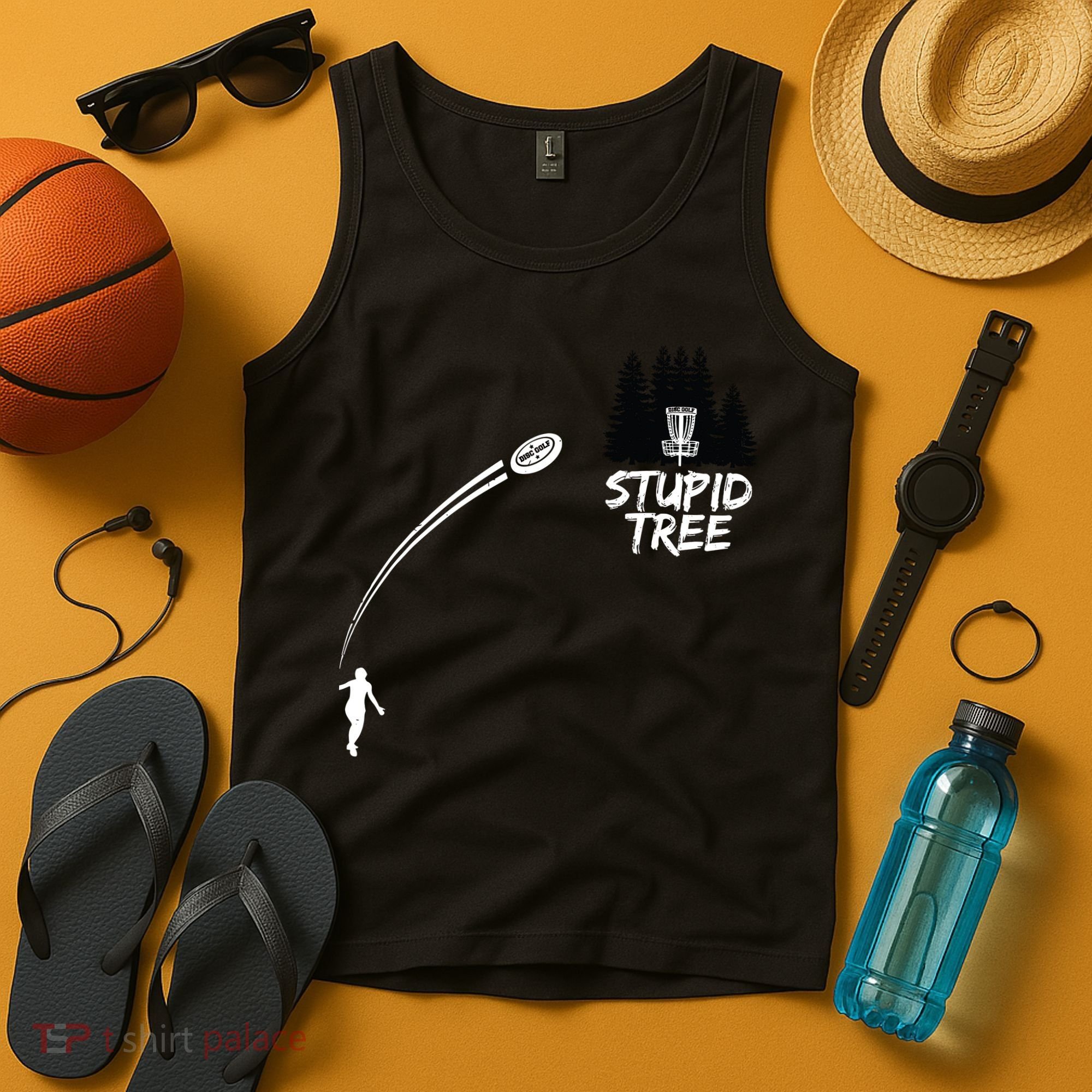 Disc Golf Stupid Tree Funny Frisbee Dad Boy Tees Tank Top