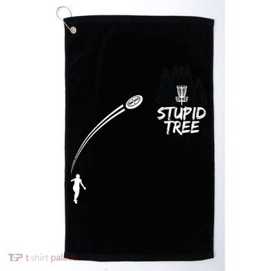 Disc Golf Stupid Tree Funny Frisbee Dad Boy Tees Golf Towel