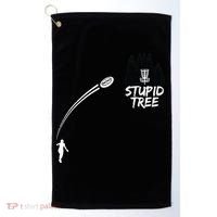 Disc Golf Stupid Tree Funny Frisbee Dad Boy Tees Golf Towel thumb 0