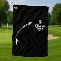 Disc Golf Stupid Tree Funny Frisbee Dad Boy Tees Golf Towel thumb 1