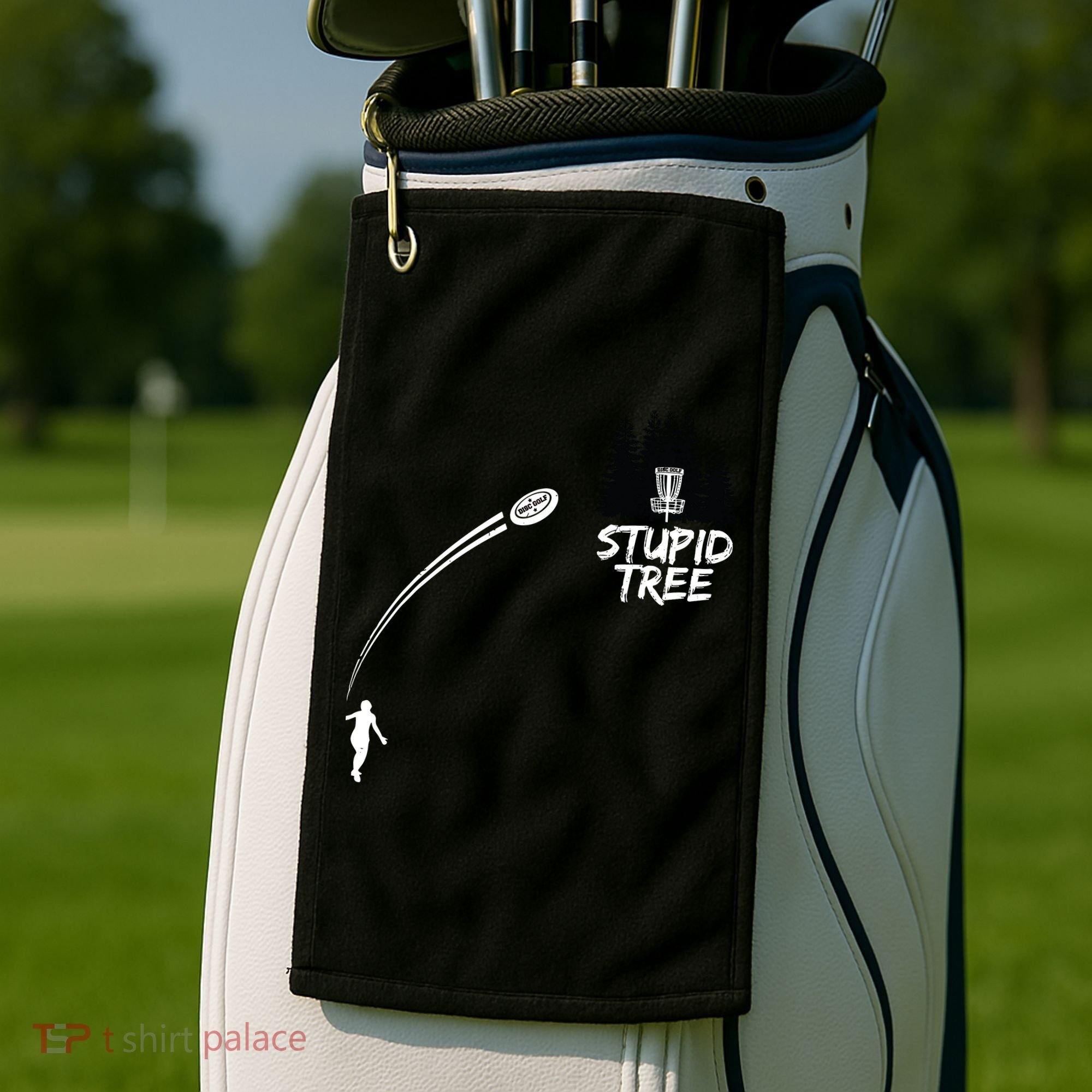 Disc Golf Stupid Tree Funny Frisbee Dad Boy Tees Golf Towel