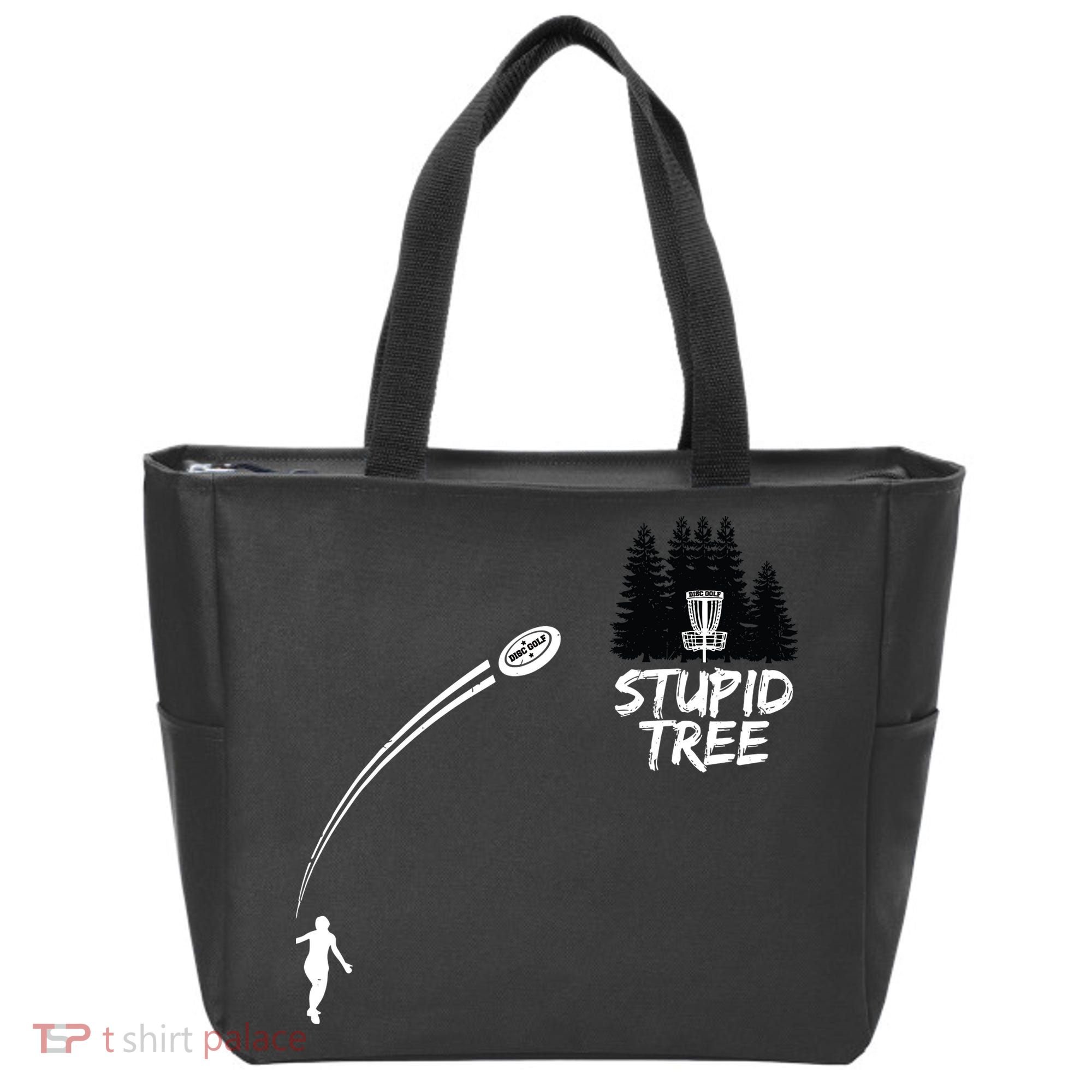 Disc Golf Stupid Tree Funny Frisbee Dad Boy Tees Tote Bag