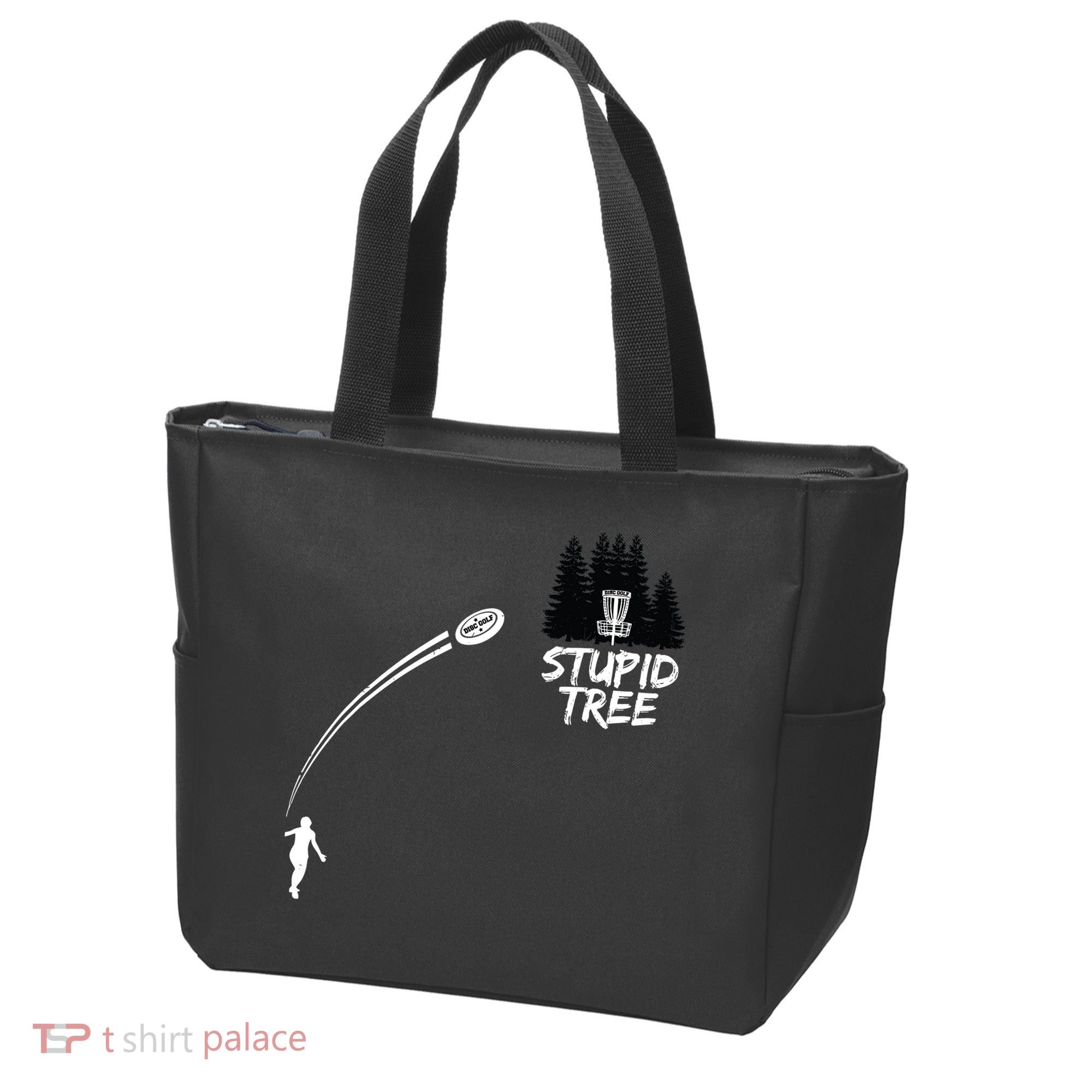Disc Golf Stupid Tree Funny Frisbee Dad Boy Tees Tote Bag