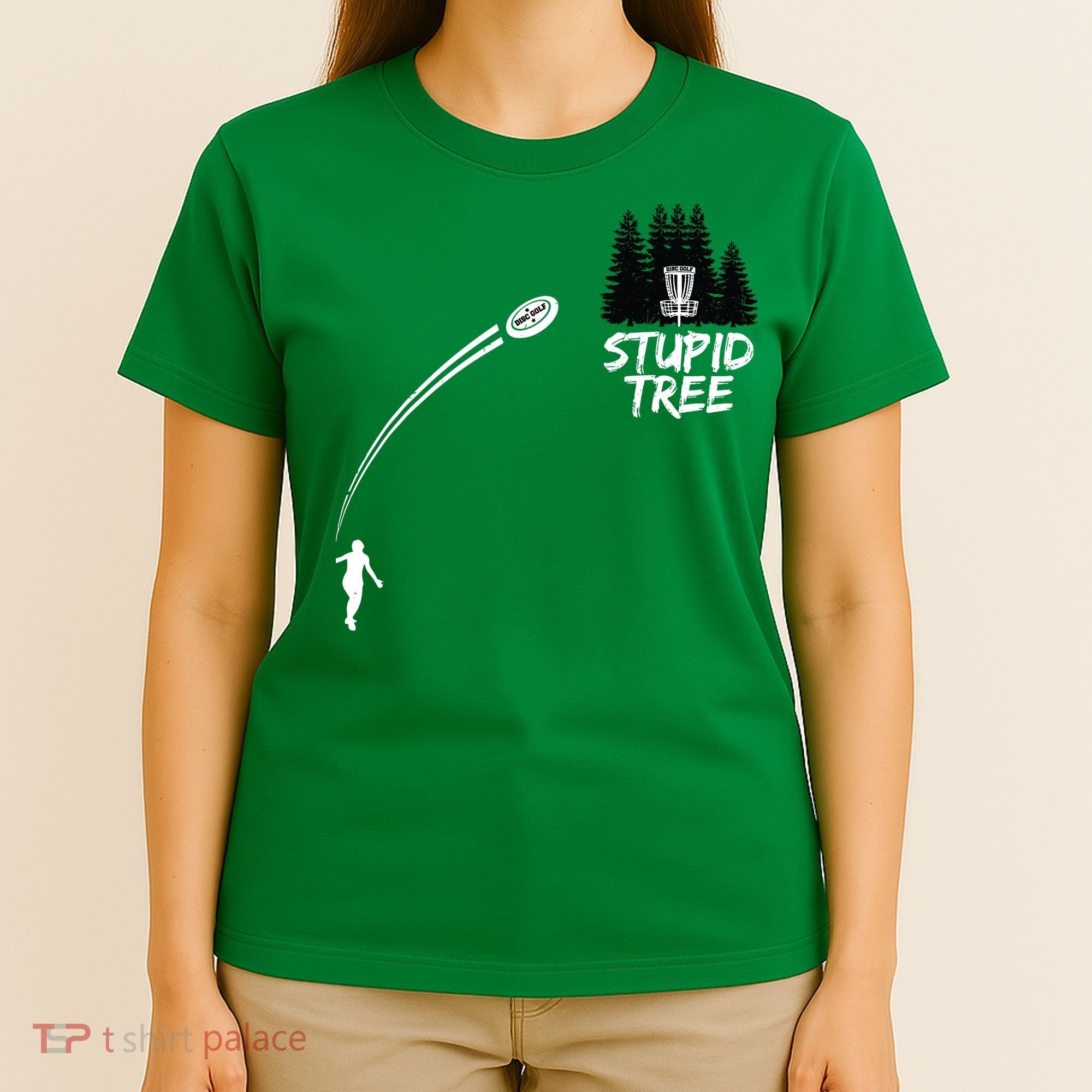 Disc Golf Stupid Tree Funny Frisbee Dad Boy Tees T-Shirt