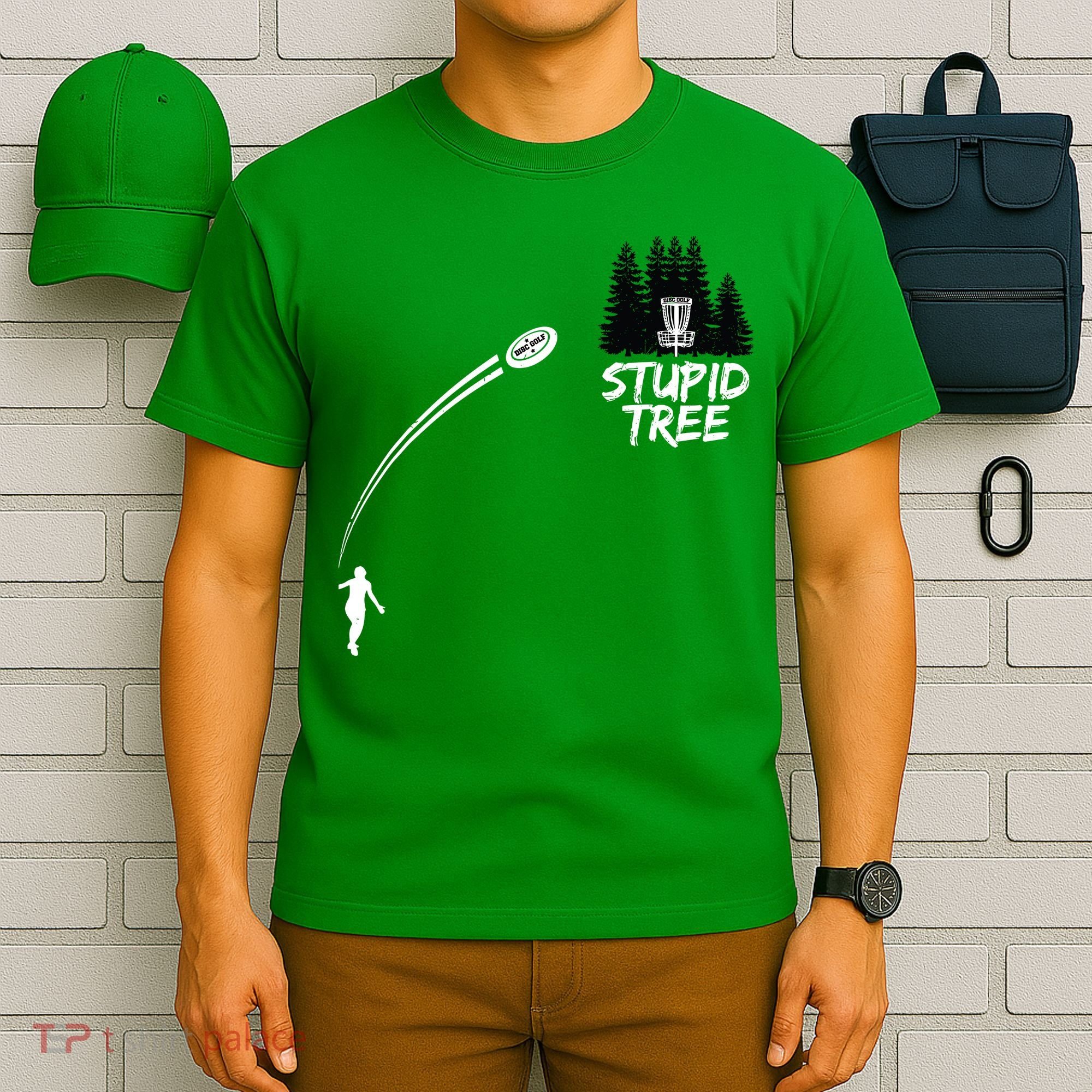 Disc Golf Stupid Tree Funny Frisbee Dad Boy Tees T-Shirt
