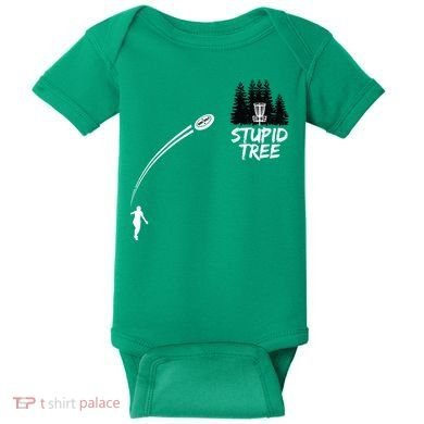 Disc Golf Stupid Tree Funny Frisbee Dad Boy Tees Baby Bodysuit