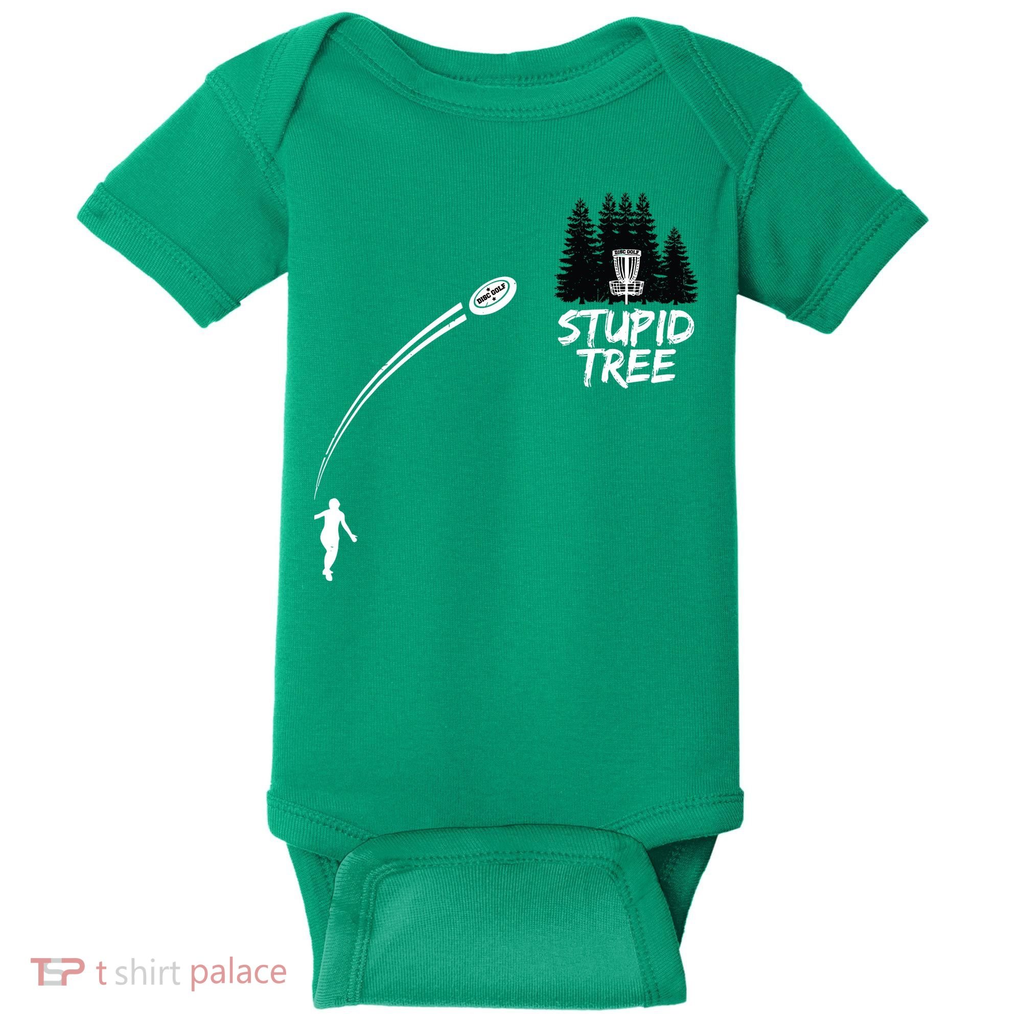 Disc Golf Stupid Tree Funny Frisbee Dad Boy Tees Baby Bodysuit