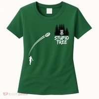 Disc Golf Stupid Tree Funny Frisbee Dad Boy Tees Women's T-Shirt thumb 0