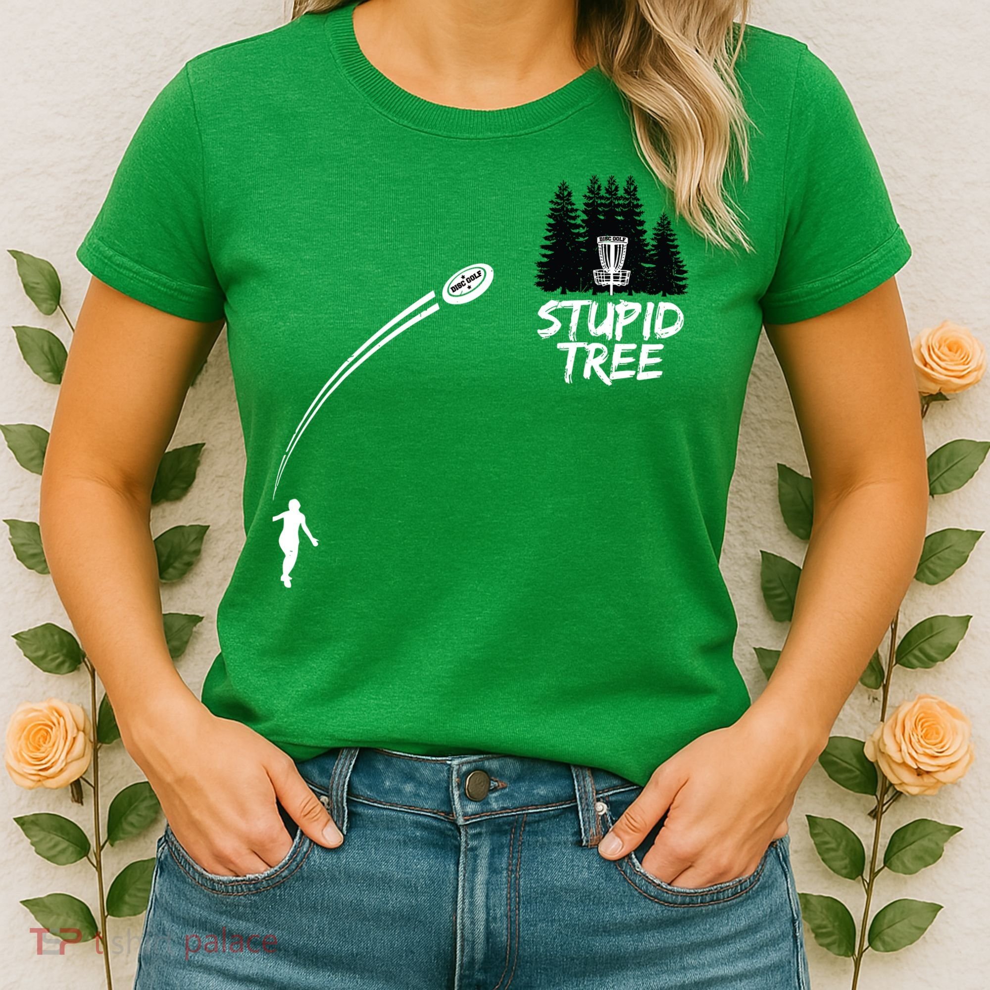 Disc Golf Stupid Tree Funny Frisbee Dad Boy Tees Women's T-Shirt