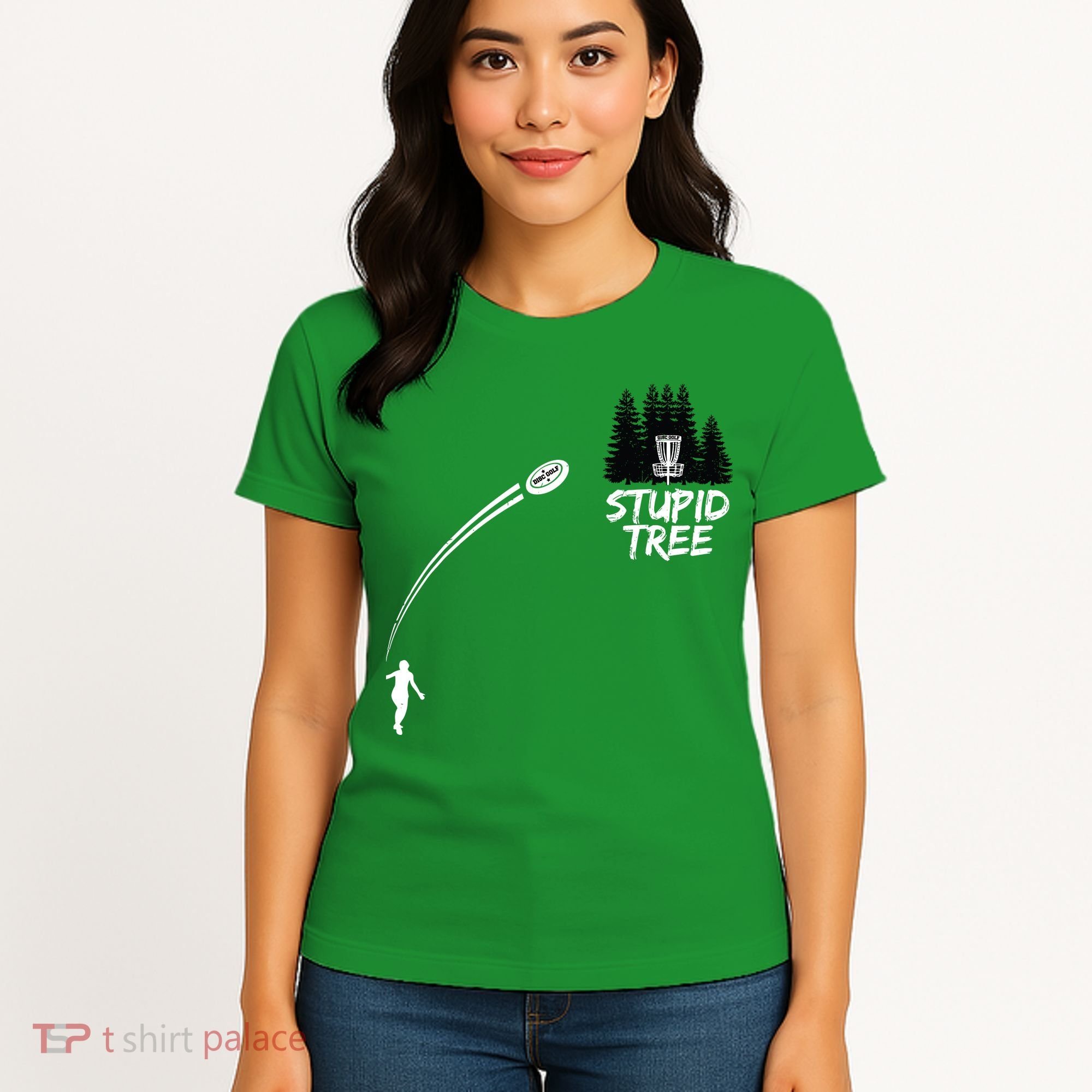 Disc Golf Stupid Tree Funny Frisbee Dad Boy Tees Women's T-Shirt
