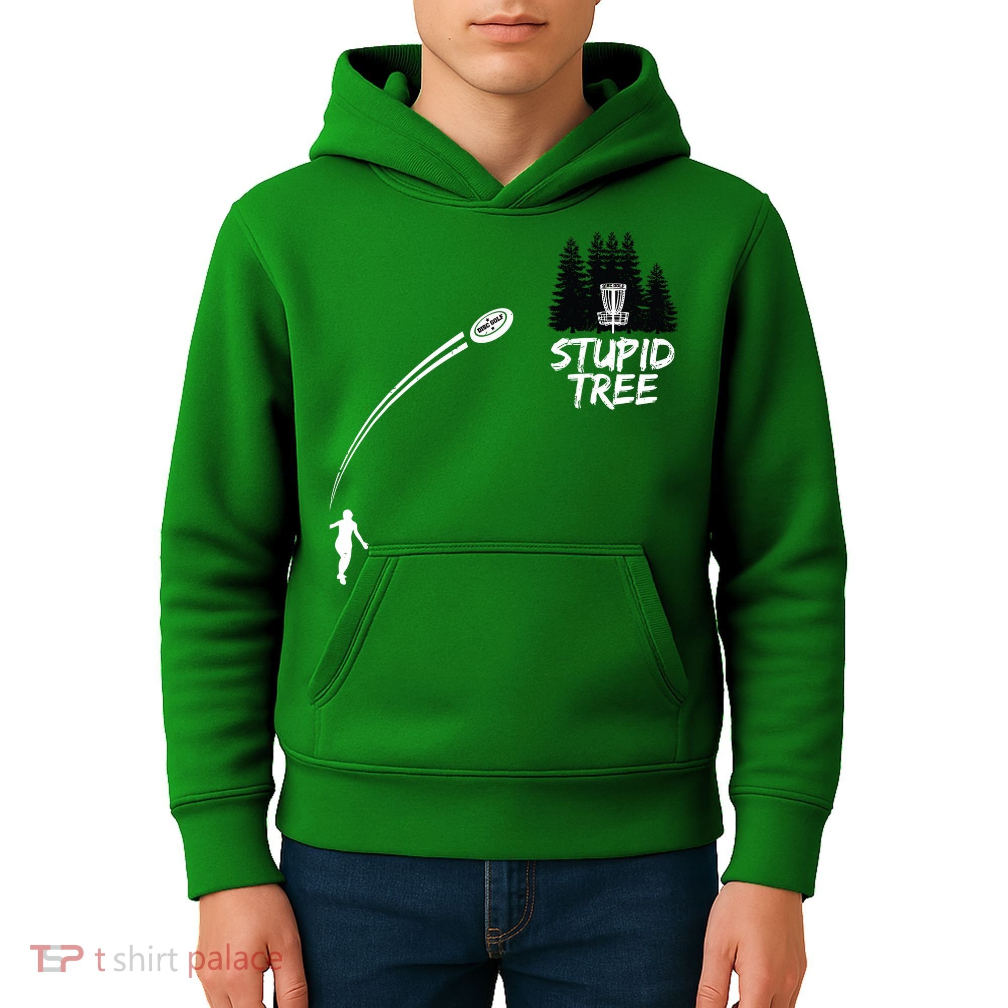 Disc Golf Stupid Tree Funny Frisbee Dad Boy Tees Kids Hoodie