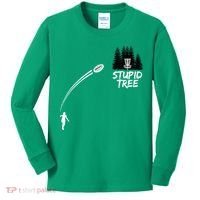 Disc Golf Stupid Tree Funny Frisbee Dad Boy Tees Kids Long Sleeve Shirt thumb 0