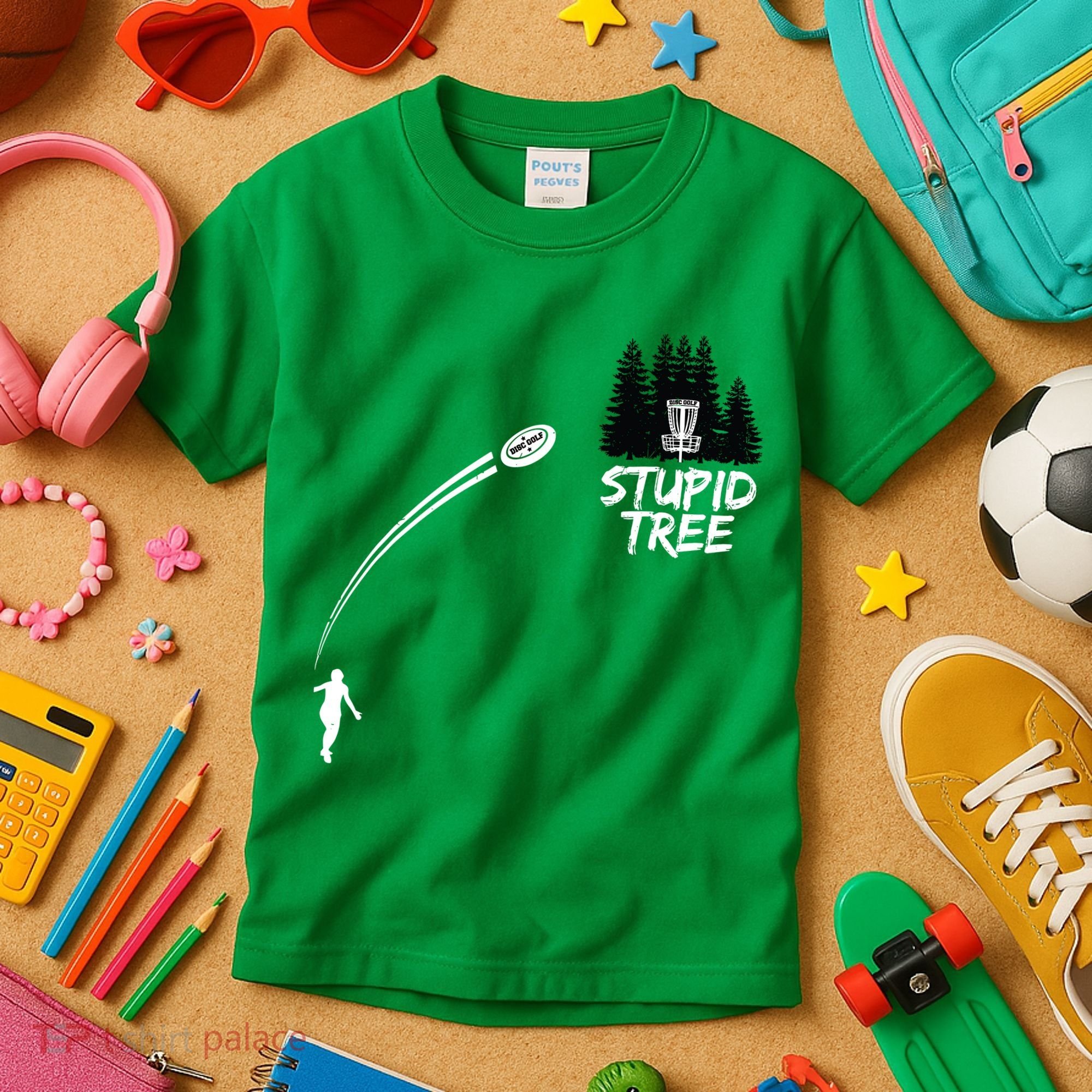 Disc Golf Stupid Tree Funny Frisbee Dad Boy Tees Kids T-Shirt