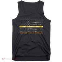 Dispatcher Gifts Thin Gold Line Thin Yellow Line 911 Tank Top thumb 0