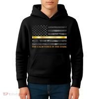 Dispatcher Gifts Thin Gold Line Thin Yellow Line 911 Kids Hoodie thumb 4