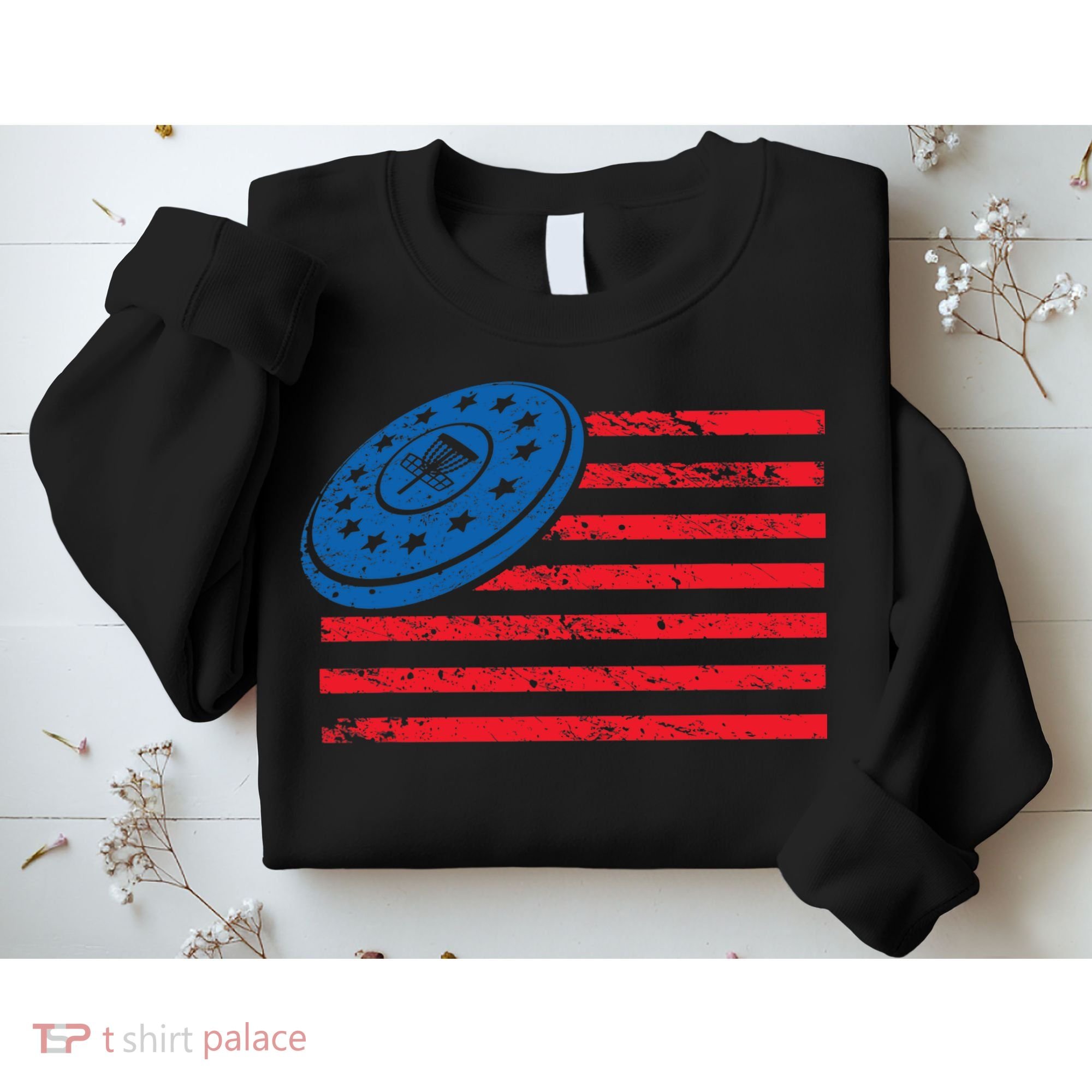 Disc Golf T USA Flag Disc Golf Sweatshirt
