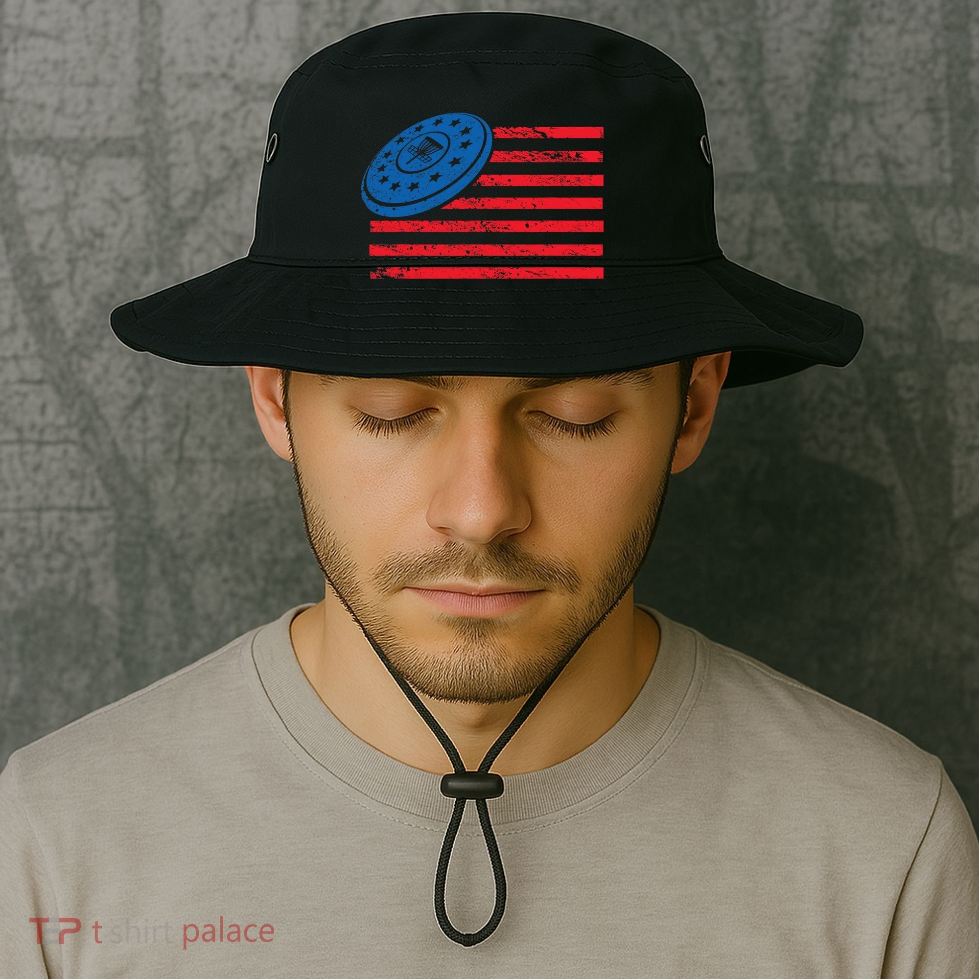 Disc Golf T USA Flag Disc Golf Bucket Hat