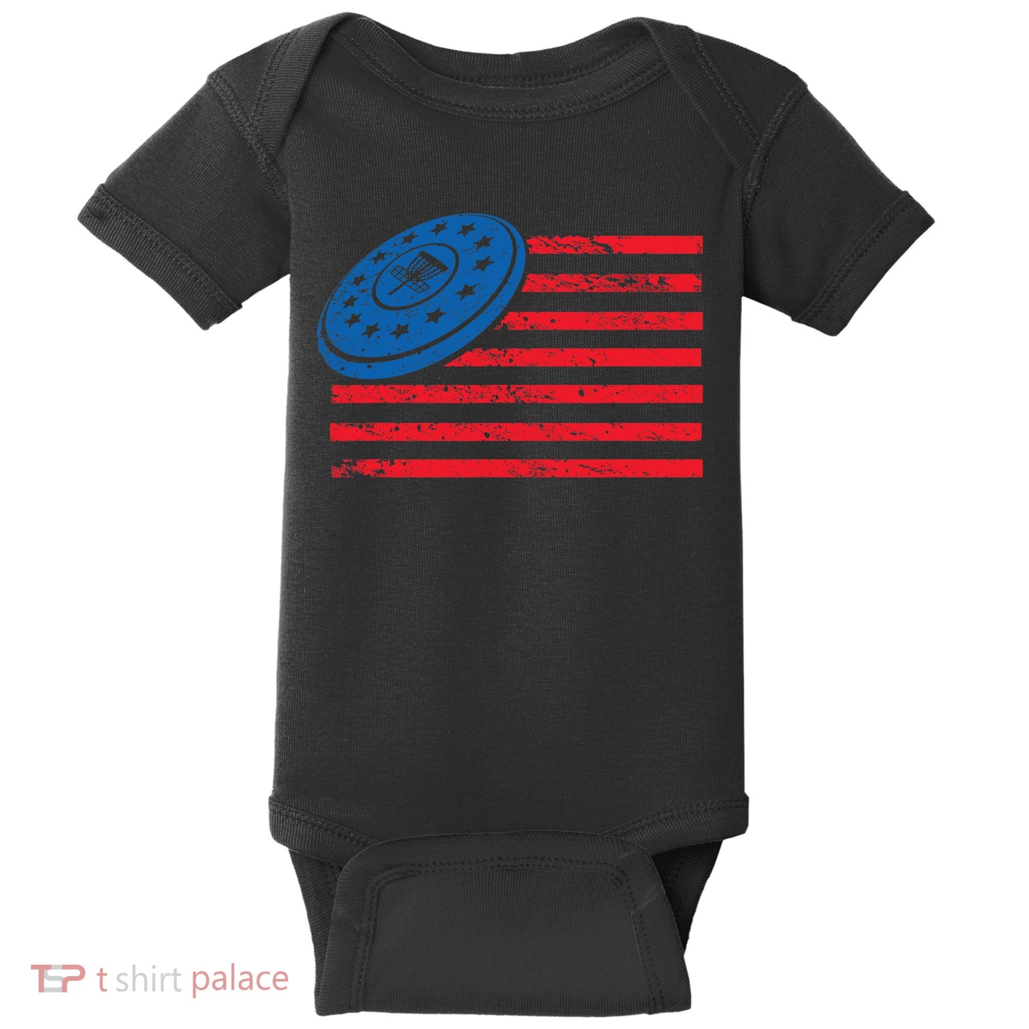 Disc Golf T USA Flag Disc Golf Baby Bodysuit