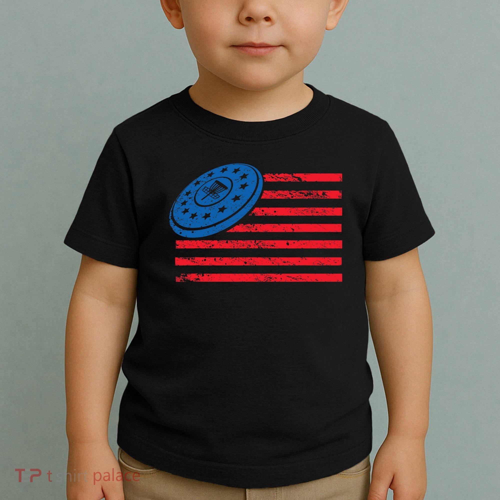 Disc Golf T USA Flag Disc Golf Toddler T-Shirt