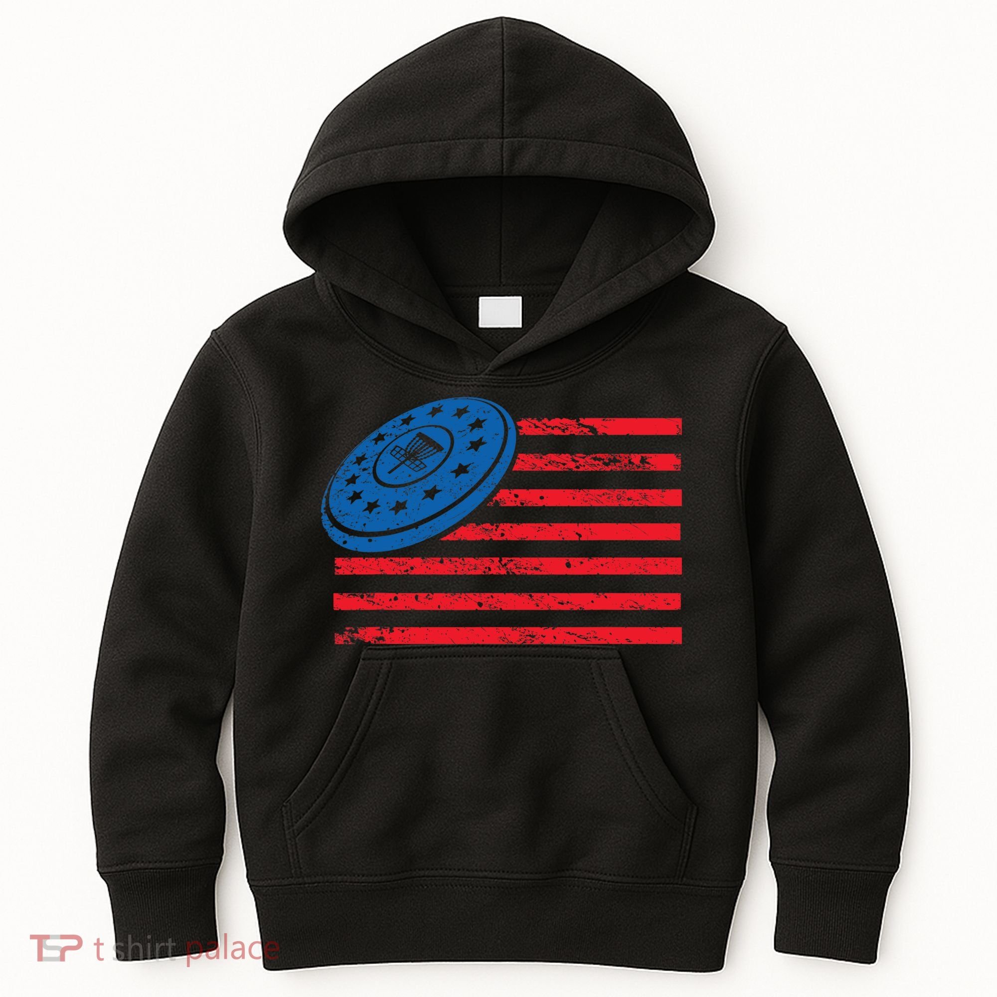 Disc Golf T USA Flag Disc Golf Kids Hoodie