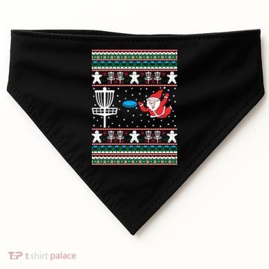 Disc Golf Ugly Christmas Merry Discmas Holiday Xmas Gift Cool Gift USA-Made Doggie Bandana