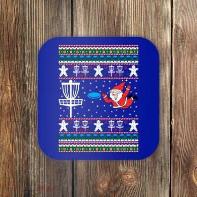 Disc Golf Ugly Christmas Merry Discmas Holiday Xmas Gift Cool Gift Coaster