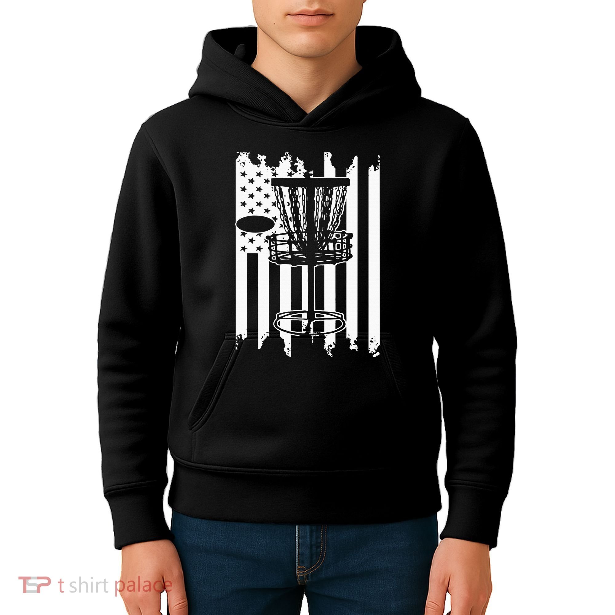 Disc Golf Usa Flag Kids Hoodie