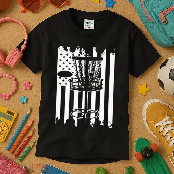 Disc Golf Usa Flag Kids T-Shirt
