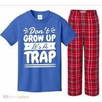 Don't Grow Up It's A Trap Sarcastic Adulting Saying Gift Kids Plaid Pajama Set thumb 0