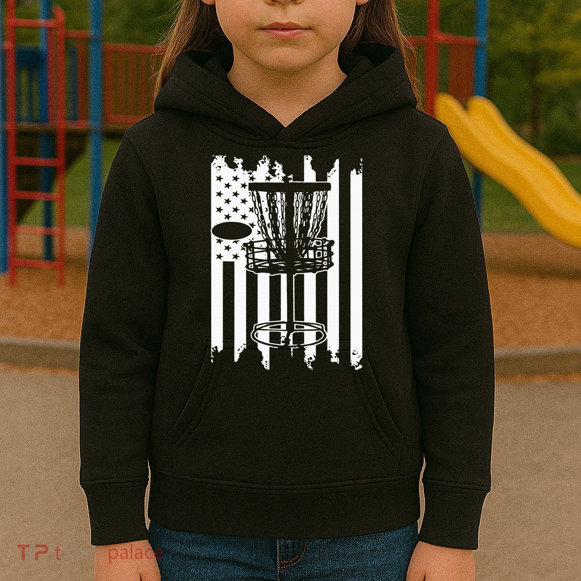 Disc Golf Usa Flag Kids Hoodie