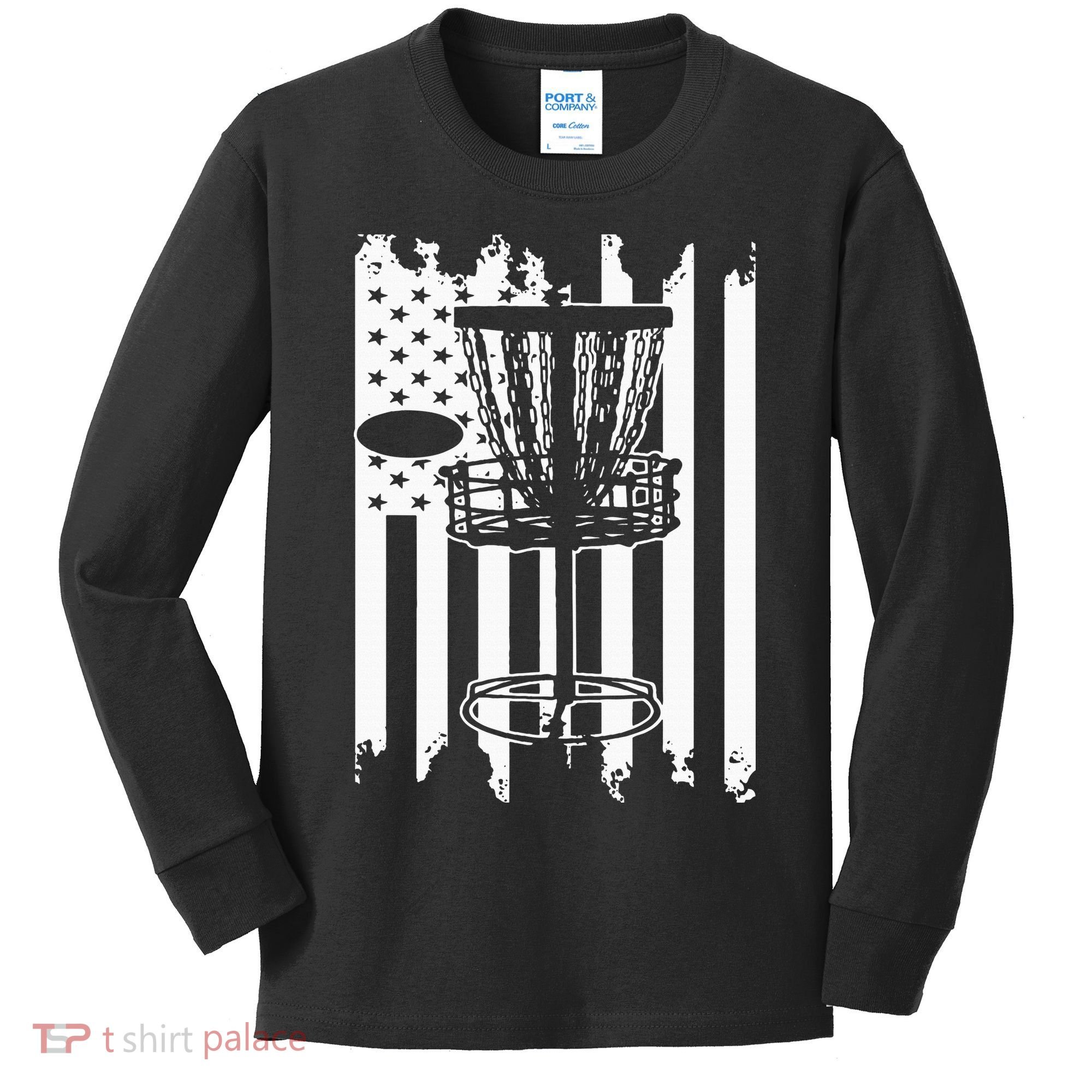Disc Golf Usa Flag Kids Long Sleeve Shirt