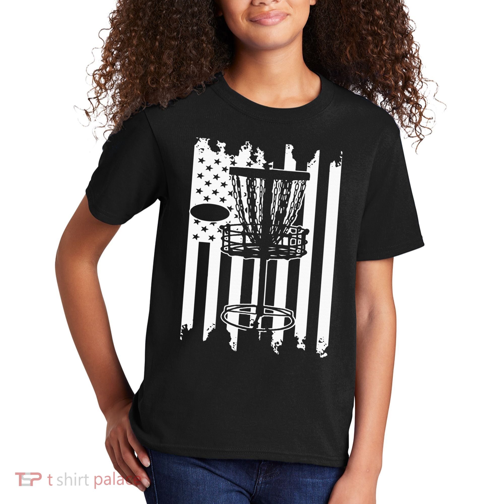 Disc Golf Usa Flag Kids T-Shirt