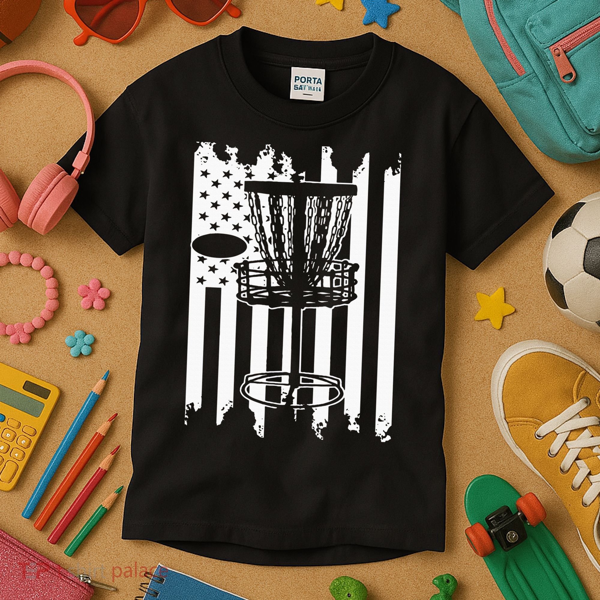 Disc Golf Usa Flag Kids T-Shirt