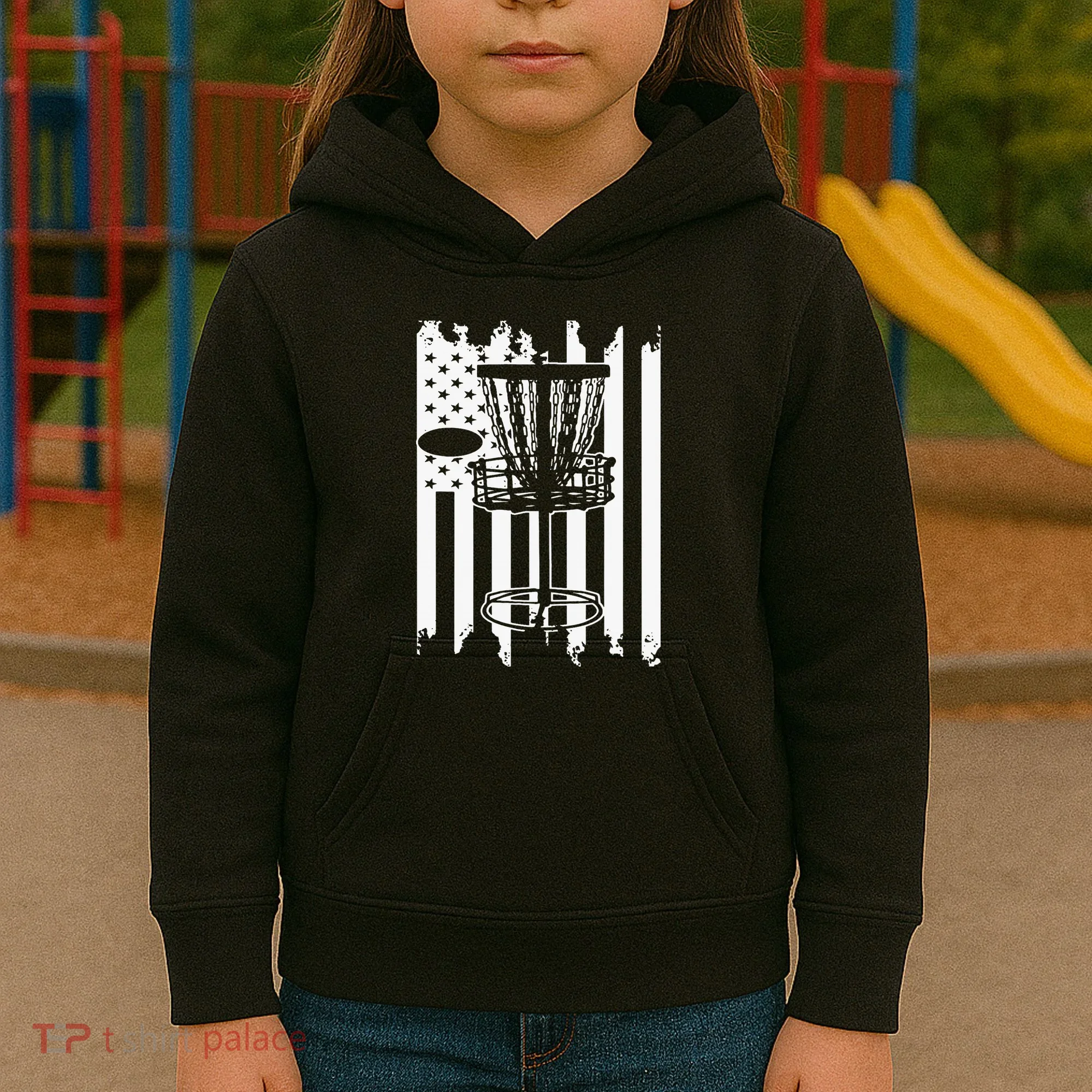Disc Golf Usa Flag Kids Hoodie