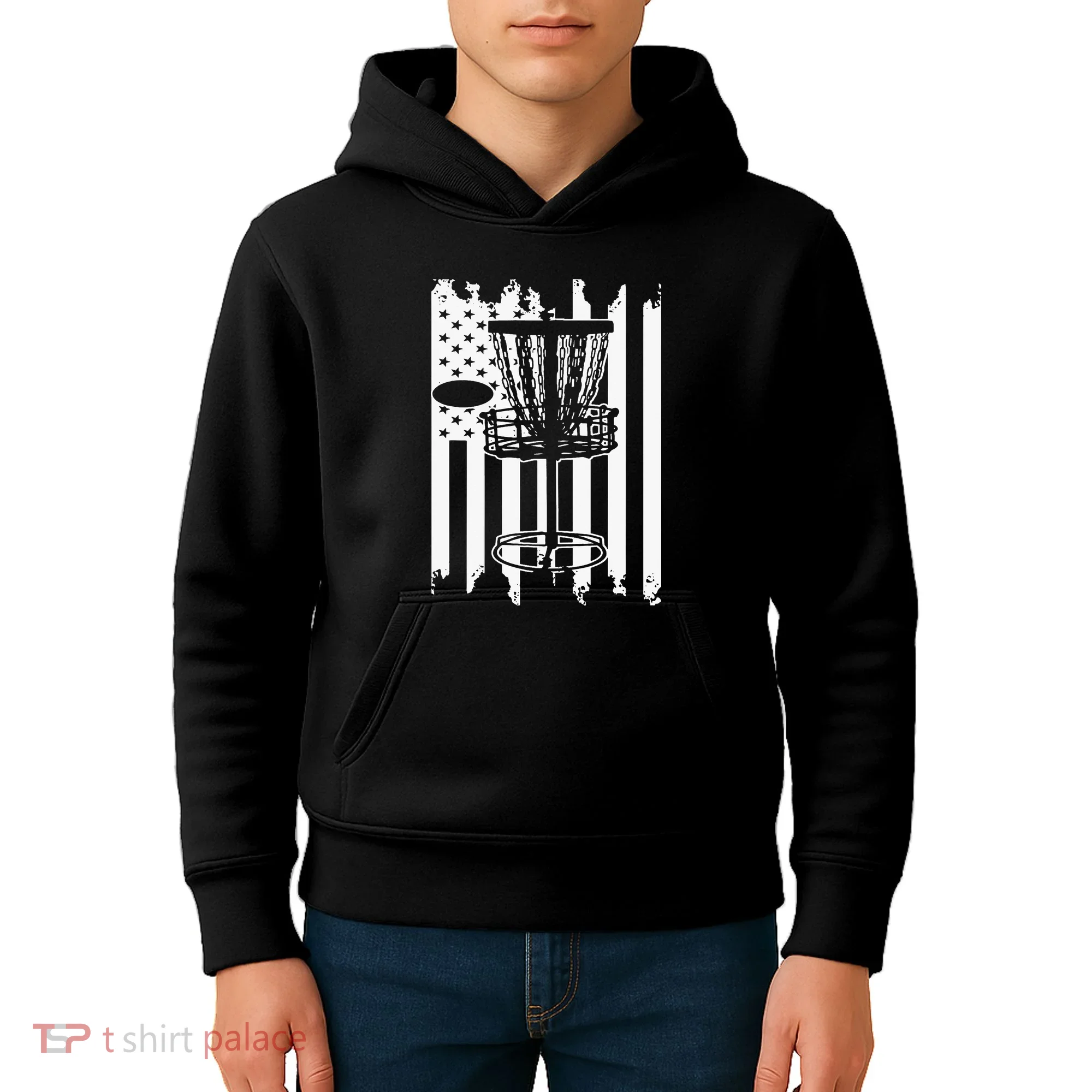 Disc Golf Usa Flag Kids Hoodie