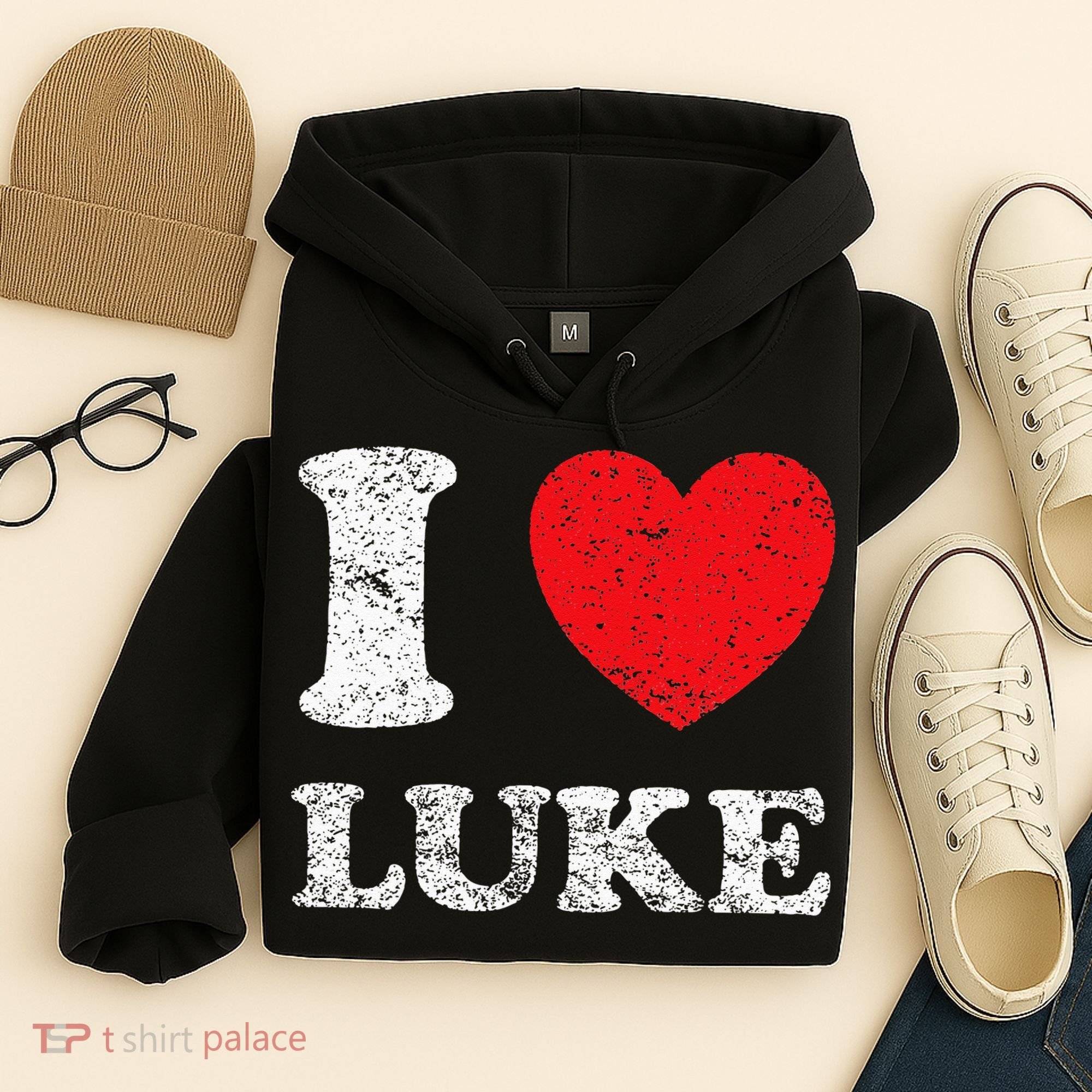Distressed Grunge Worn Out Style I Love Luke Hoodie