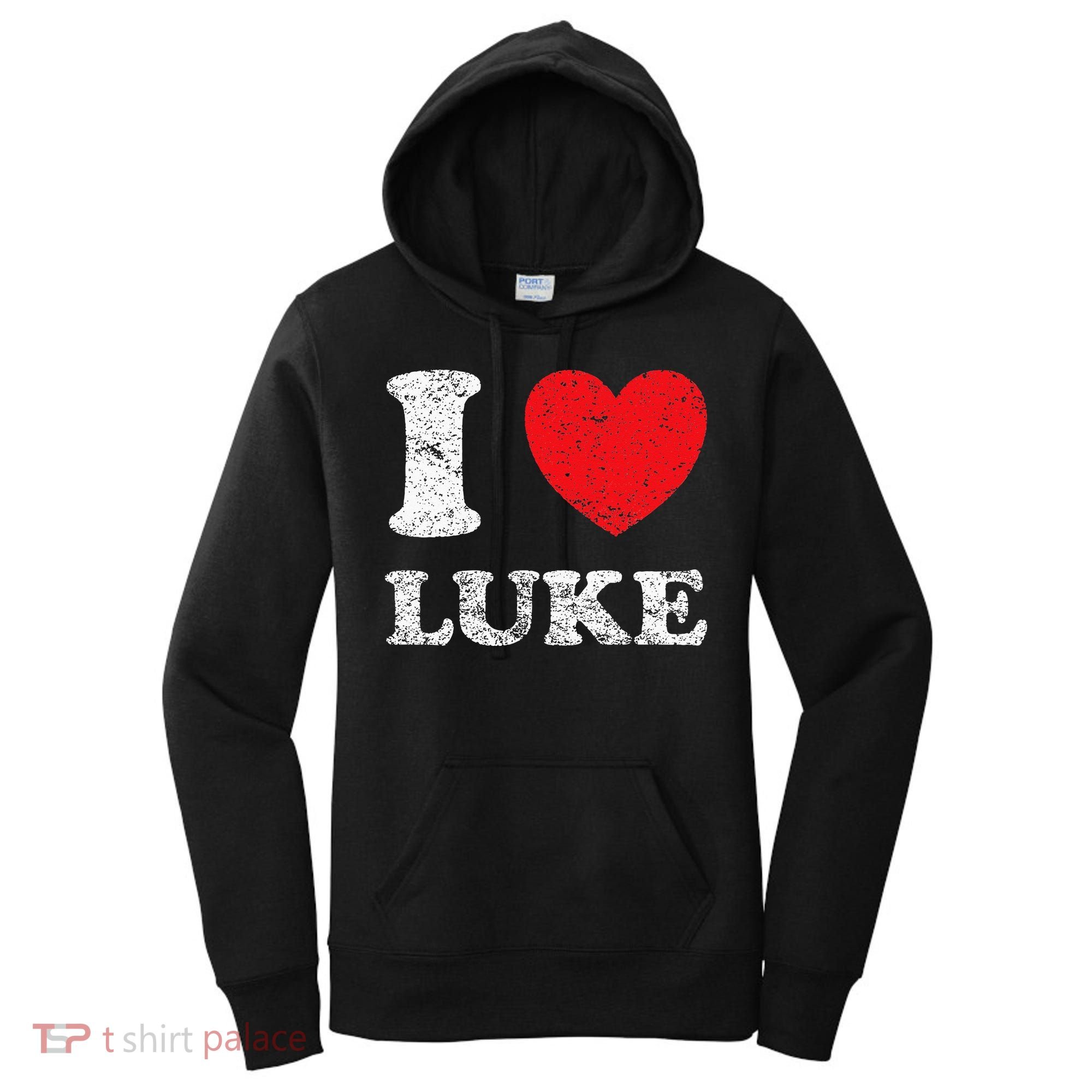 Distressed Grunge Worn Out Style I Love Luke Women's Hoodie