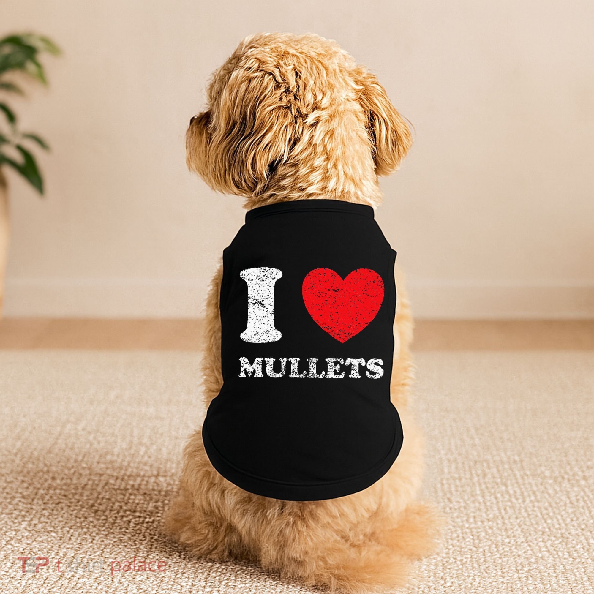 Distressed Grunge Worn Out Style I Love Mullets Doggie Tank