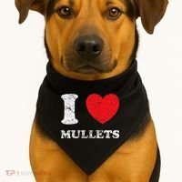 Distressed Grunge Worn Out Style I Love Mullets USA-Made Doggie Bandana thumb 1