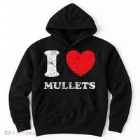 Distressed Grunge Worn Out Style I Love Mullets Hoodie thumb 0