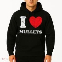 Distressed Grunge Worn Out Style I Love Mullets Hoodie thumb 2