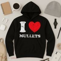 Distressed Grunge Worn Out Style I Love Mullets Hoodie thumb 3