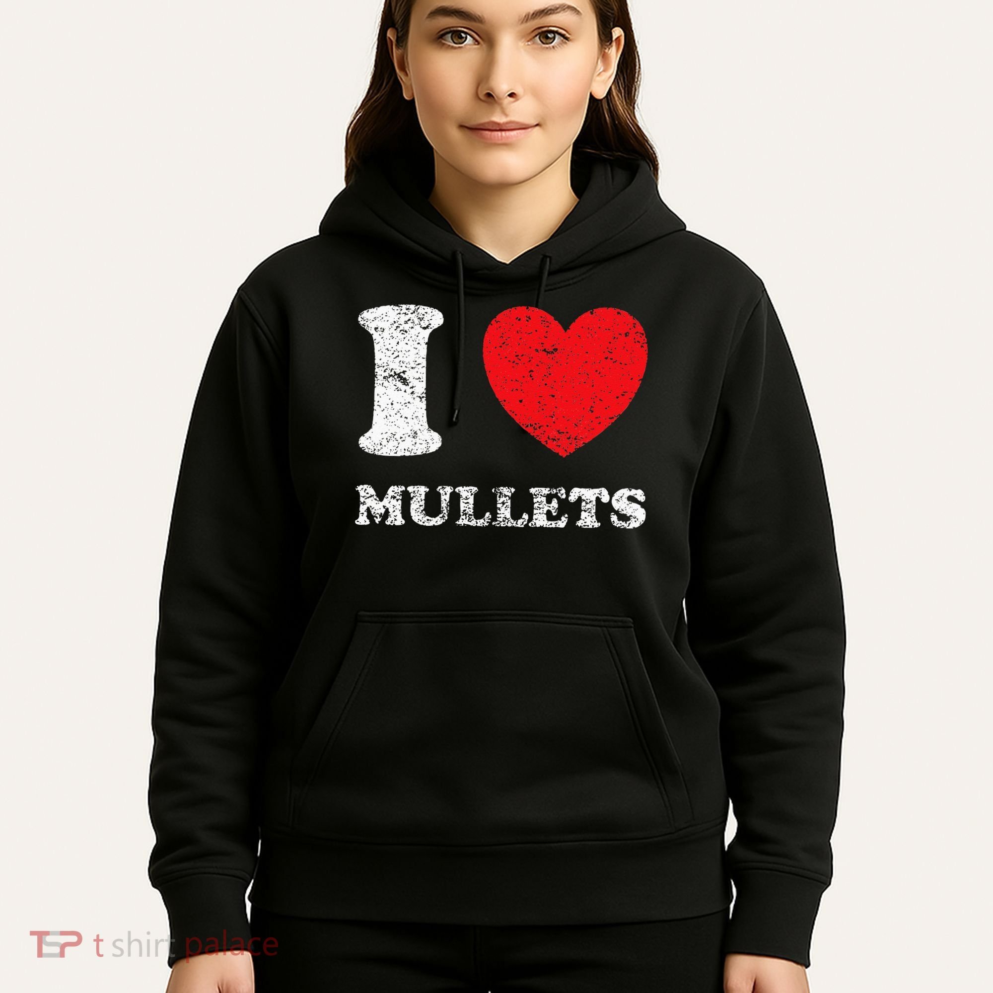 Distressed Grunge Worn Out Style I Love Mullets Hoodie