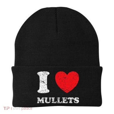 Distressed Grunge Worn Out Style I Love Mullets Beanie